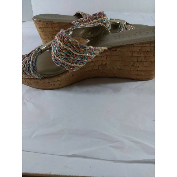 Italian Shoemaker Sandals Cork Wedge  Sz 9.5 - Picture 2 of 10